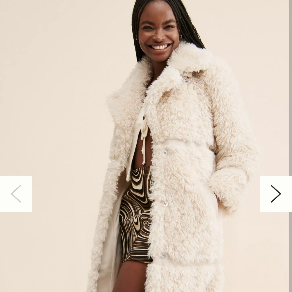 Women's Cream Faux Fur Coat